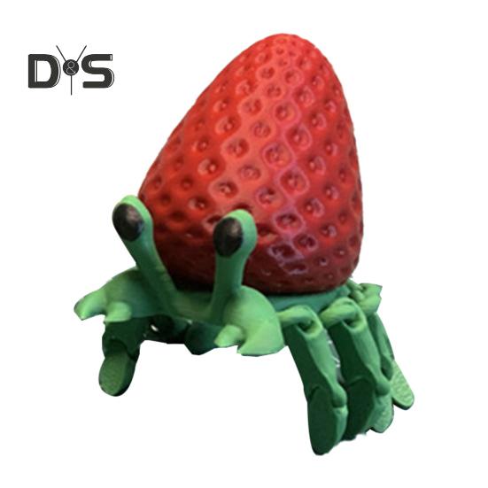 

3D-печатная фигурка краба-клубники с подвижными суставами, фигурка краба-отшельника, шарнирная модель животного, игрушка для домашнего офиса, книжной полки, украшения для рабочего стола, орнамент красный/зелёный