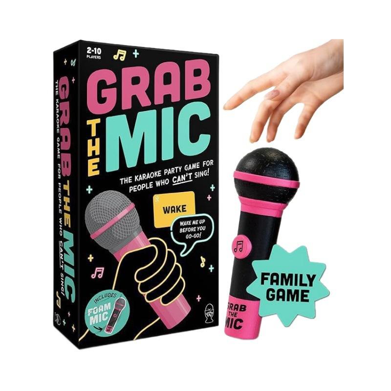 Grab The Mic Karaoke Hra, Zábavná Desková Hra pro Děti i Dospělé, Perfektní pro Párty & Narozeniny