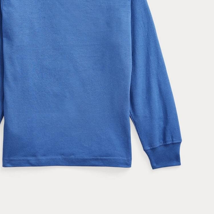 Polo Ralph Lauren Solid Color Logo Embroidered Crew Neck Casual Long Sleeve Kids Tops Blue 323854677-021