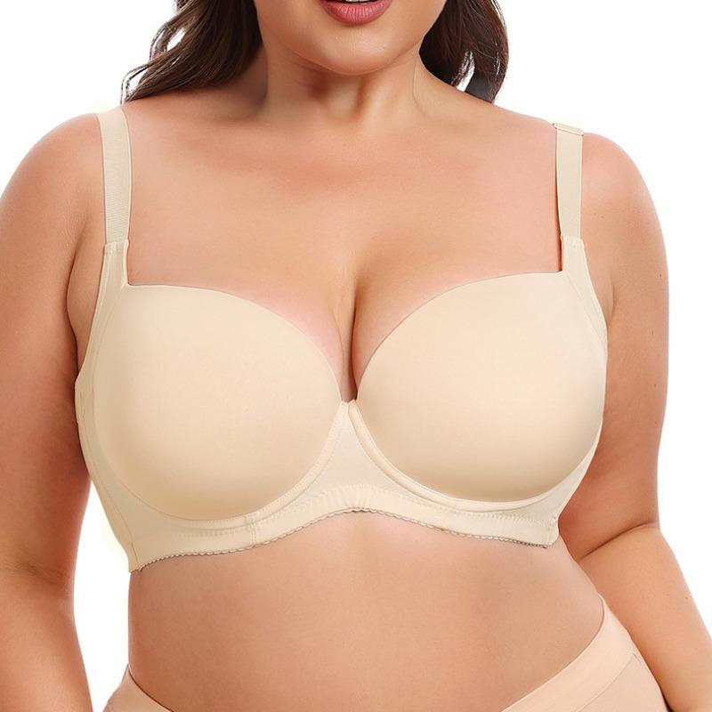 European and American Large Size Bra Smooth Seamless Push-up Bra with Underwire Adjustment