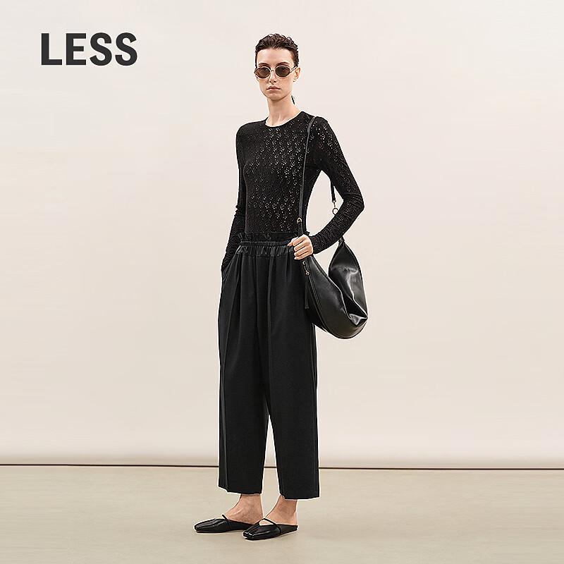 LESS Women s Straight Leg Wool Blend Cropped Pants M