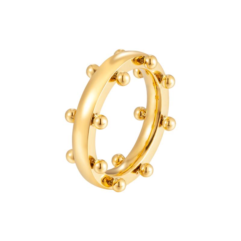 Trendy Ring Gold Color Stainless Steel For Women Ladies Mini Balls Finger Rings For Women  Jewelry Gifts