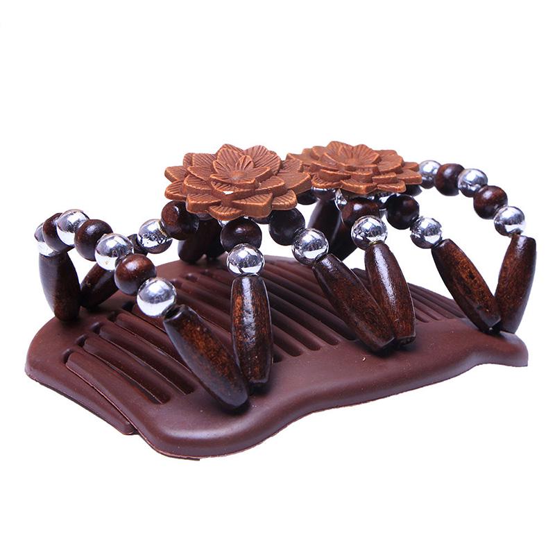 1 pezzo di fermaglio per capelli elastico doppio cursore forcina perline di legno pettine per capelli accessori vintage da donna