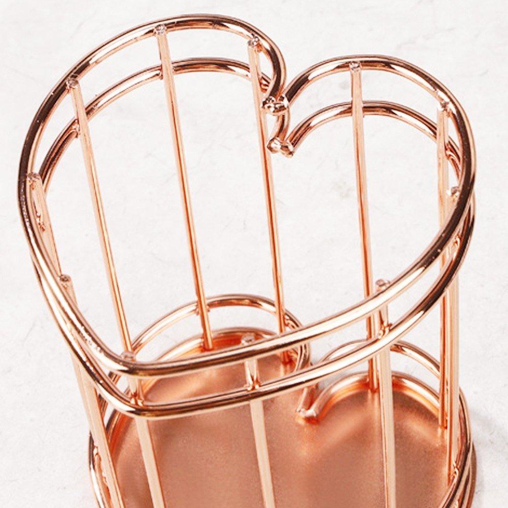 Heart Pen Holder, Openwork Desktop Organizer for Writing Utensils or Makeup Brushes, Office Desk Decor