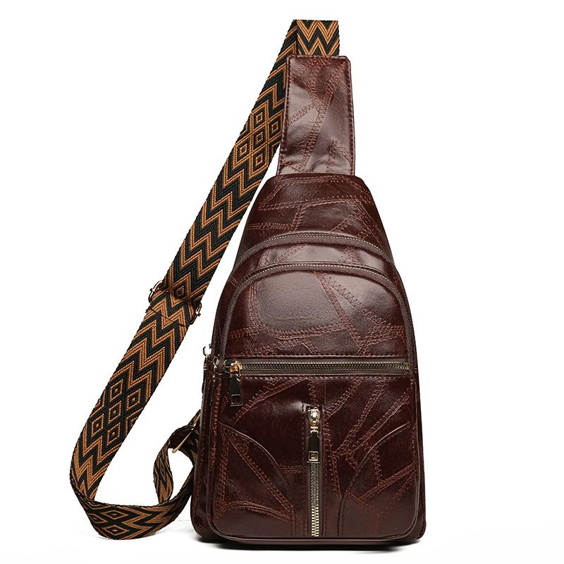 Casual Splicing Soft Leather Messenger Bag Fashion Trend Large Capacity Simple Shoulder Bag Women's Versatile Breast Bag