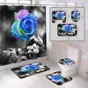 Wholesale Valentine's Day Rose Collection: Polyester Waterproof 3D Digital Print Shower Curtain & Bath Mat 4-Piece Set + Toilet 3-Piece Set