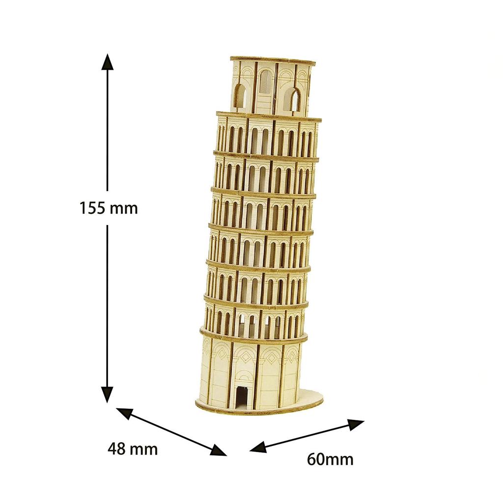 Leaning Tower of Pisa Pencil Case Wooden 3D Puzzle DIY Craft Kit for Kids and Adults Educational Toy for Boys and Girls 3D Also a Great Gift for