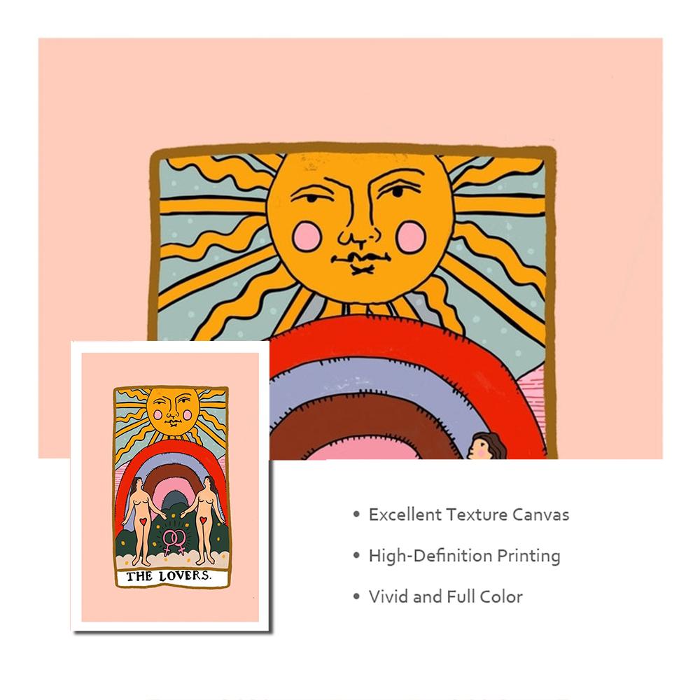 Nordic Abstract The Stars Lovers Tarot Wall Art Pictures Canvas Painting Sun Empress Priestess Posters Prints Living Room Decor