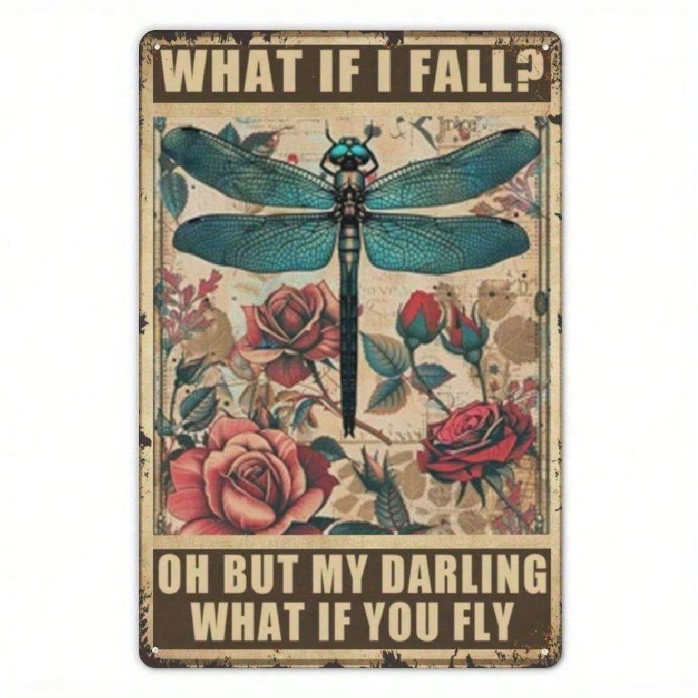 YNLLOOFD Vintage 8x12 Metal Tin Sign Dragonfly Art Wall Decor for Home Office