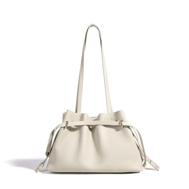 

Genuine Leather Fashionable Pleated Large-capacity Practical Tote Bag Casual Shoulder Korean Niche Underarm High-quality Texture 34x10x23cm