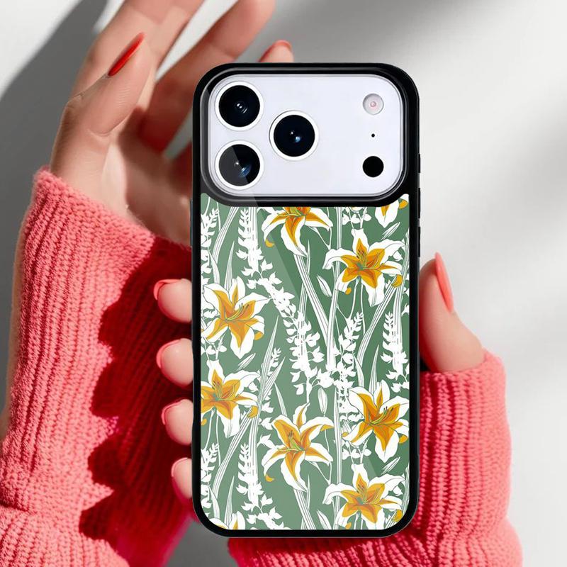 Retro Flower Leaves Graffiti Phone Case for iPhone 17 Air 16e 15 14 13 Pro Max Back Cover for 12 11 Pro Coque