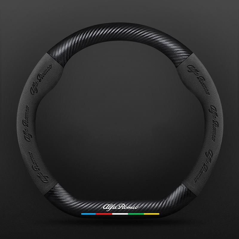 Stickers Carbon Suede Car Steering Wheel Cover For Alfa Romeo GT 147 156 159 166 Giulia Tonale Stelvio Giulietta Mito Milano