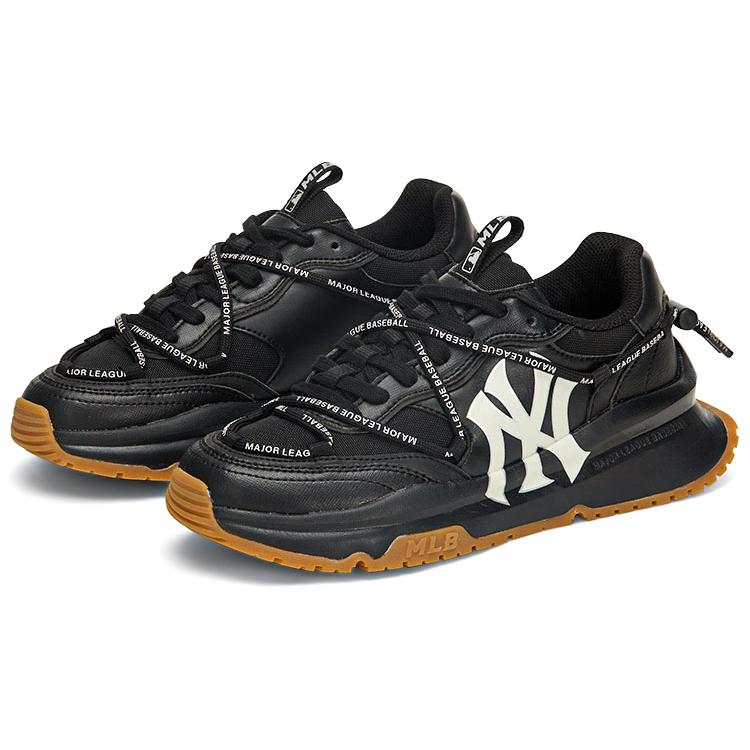 New MLB Chunky Runner New York Yankees Anti Slip And Wear Resistant Height Increasing Low Top Chunky Sneakers Unisex Black 3ASHCRR3N-50BKS
