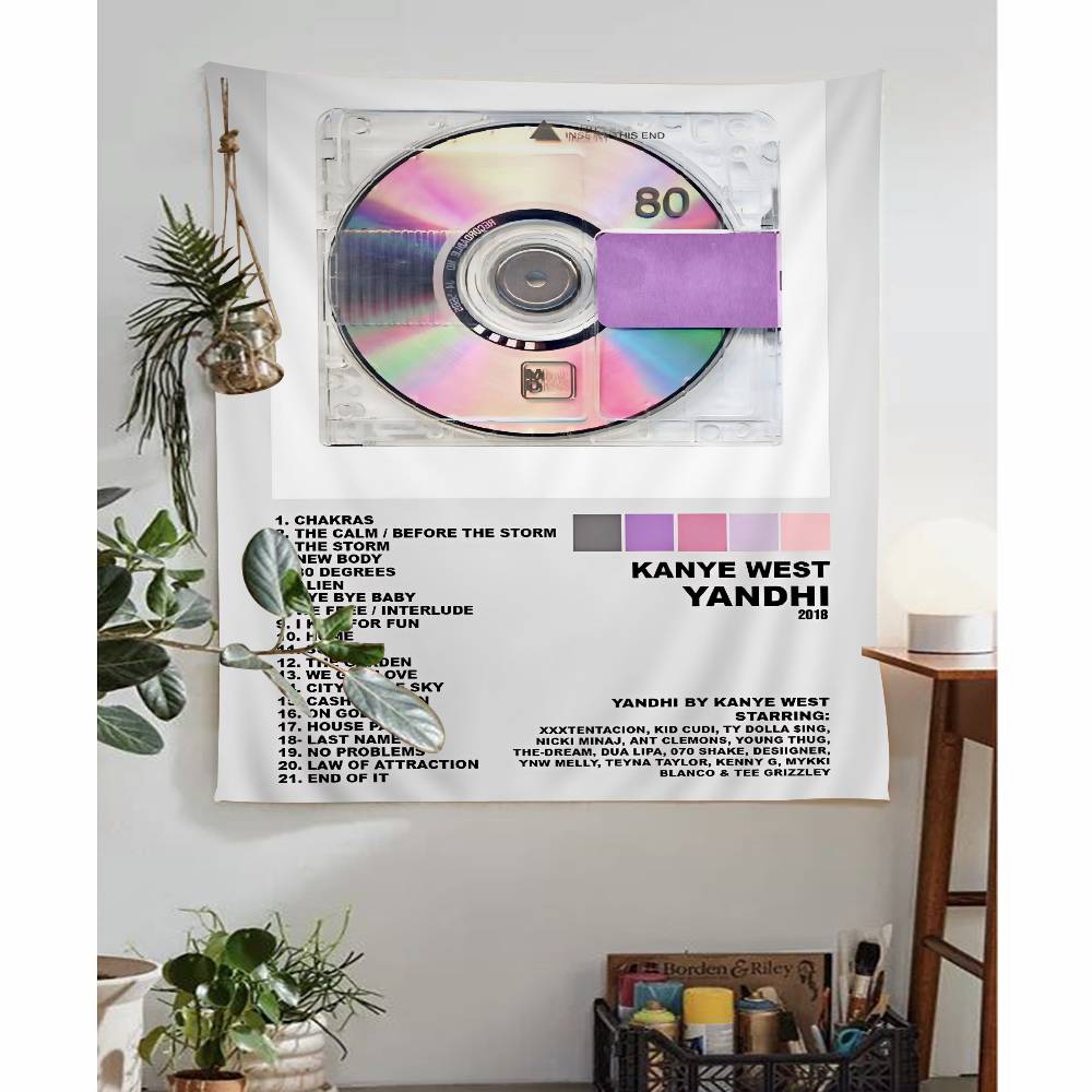 Rap Singer Kanye West Album covers Cartoon Tapestry Art Science Fiction Room Home Decor Wall Hanging Sheets