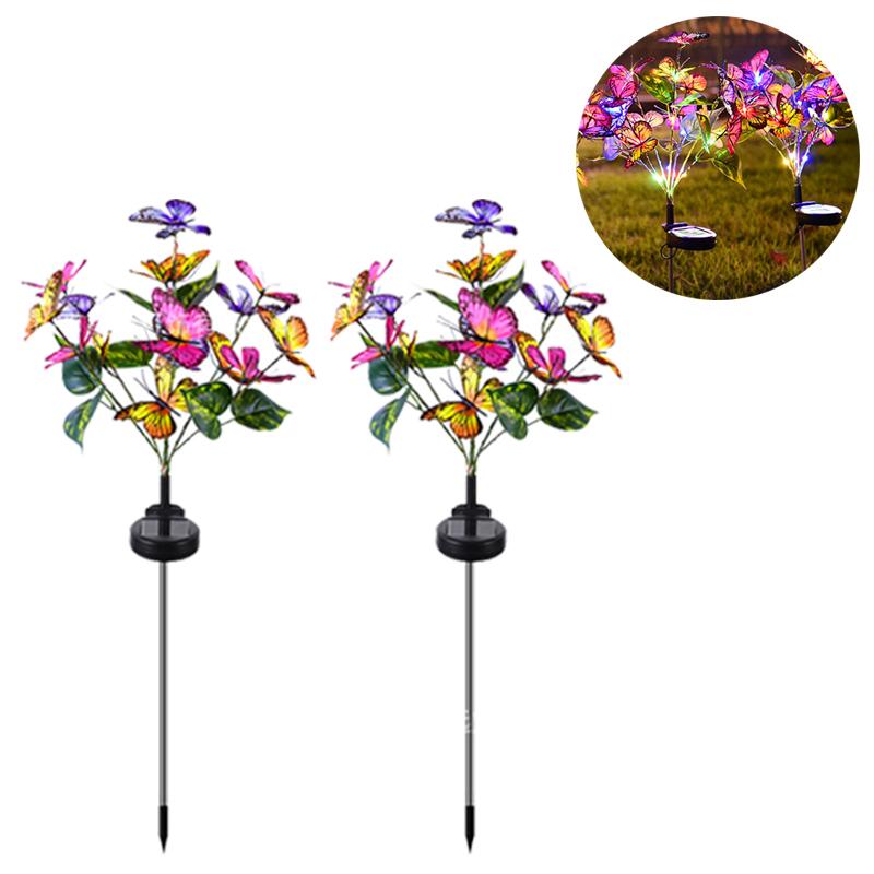 Outdoor Solar Flower Light for Garden Decoration LED RGB Fairy Light Solar Powered Lamp Decorative Lights for Landscape Backyard
