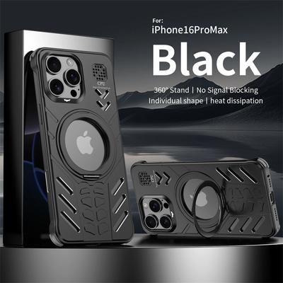 Luxury Aluminum Alloy Rimless Magnetic Phone Case For iPhone 16 15 Pro Max Magsafe Aromatherapy Metal Stand Shockproof Phone Cover
