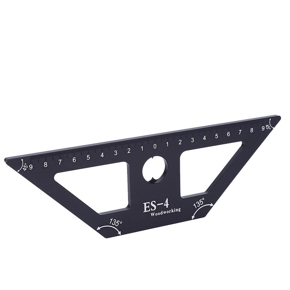

ES4 Woodworking Ruler 45 Degree Aluminum Alloy Scribe Carpenter Measuring Tool Black