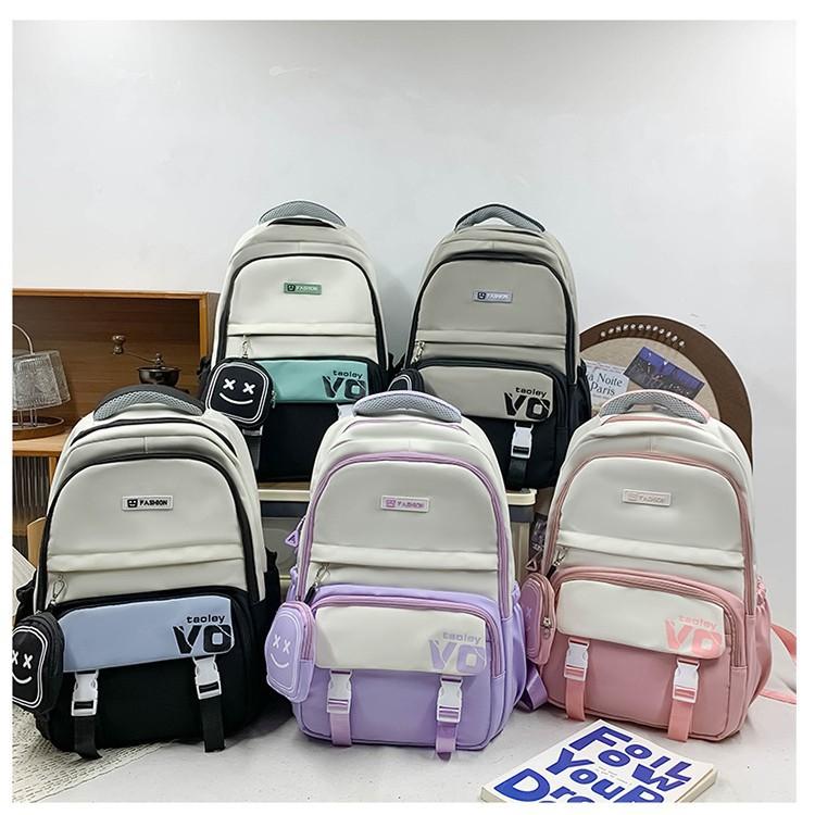 Simple schoolbag double shoulder schoolbag new large-capacity wear-resistant schoolbag to reduce the burden on junior and high school students