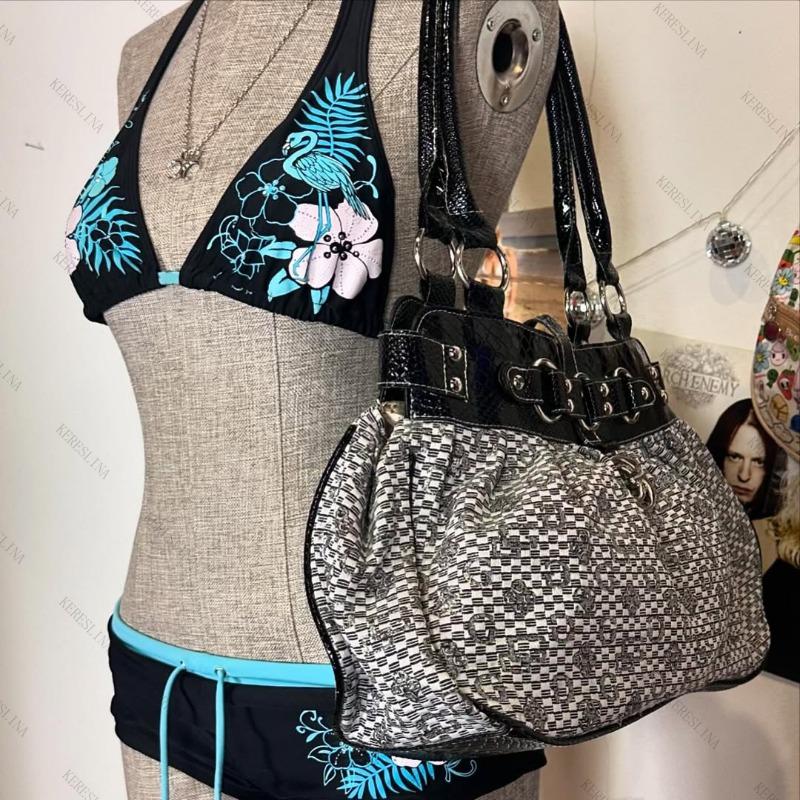 Vintage Flower Print Cutie Set Bikini 2000s Swimsuit Sexy Women Bathing Fashion Halter Strap Swimwear High Street Beach Female