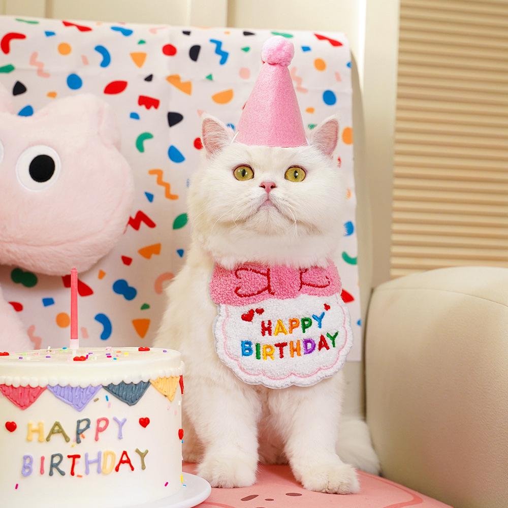 Pet Ins Wind Birthday Saliva Towel Cat Bib Scarf Dog Cat Hat