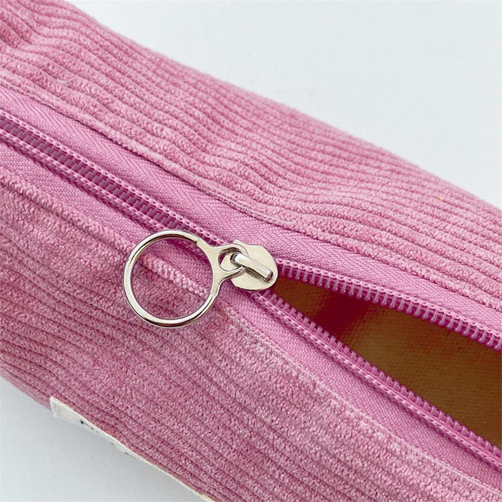 Corduroy Pencil Case  Large Capacity Stationery Pen Storage Pouch Portable Zipper Pencil Organizer Box for Elementary School