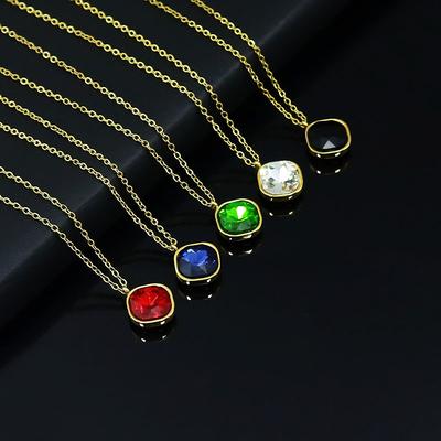 Colore Acciaio Inossidabile Zircone Ciondolo Zircone Collana Elegante Semplice Uomo e Donna Acciaio di Titanio Catena Clavicola