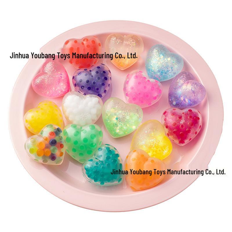 Valentine's Day Heart Glitter Squeeze Toy - Children's Decompression Bead Ball