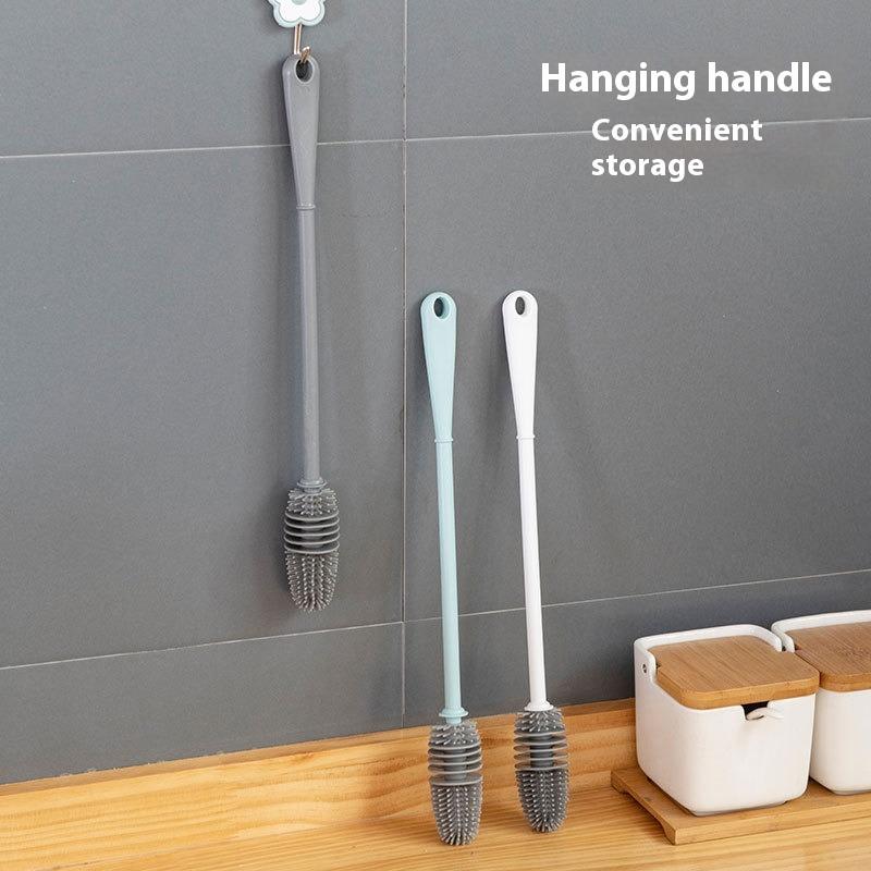 Silicone Milk Bottle Brush Long Handle Drink Bottle Clean Brush Cup Scrubber Glass Cleaner Kitchen Cleaning Tool