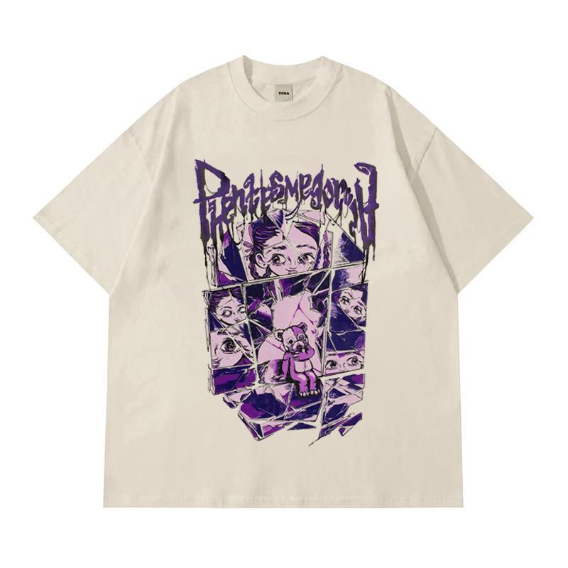 Mens TShirt Phantasmagoria Graphic Cotton Oversized Vintage Harajuku Short Sleeve Tops Tees Aesthetic Y2k Streetwear Clothing