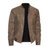 Giacca in Pelle Giacca da Uomo Primavera Nuova Giacca con Collo a Stare in Piedi Top da Uomo Giacca Casual Antivento Uomo