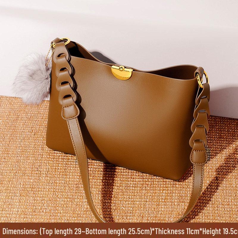 

Женская сумка-ведро Vansman 2025 большой вместимости через плечо и на плечо коричневый/землистый