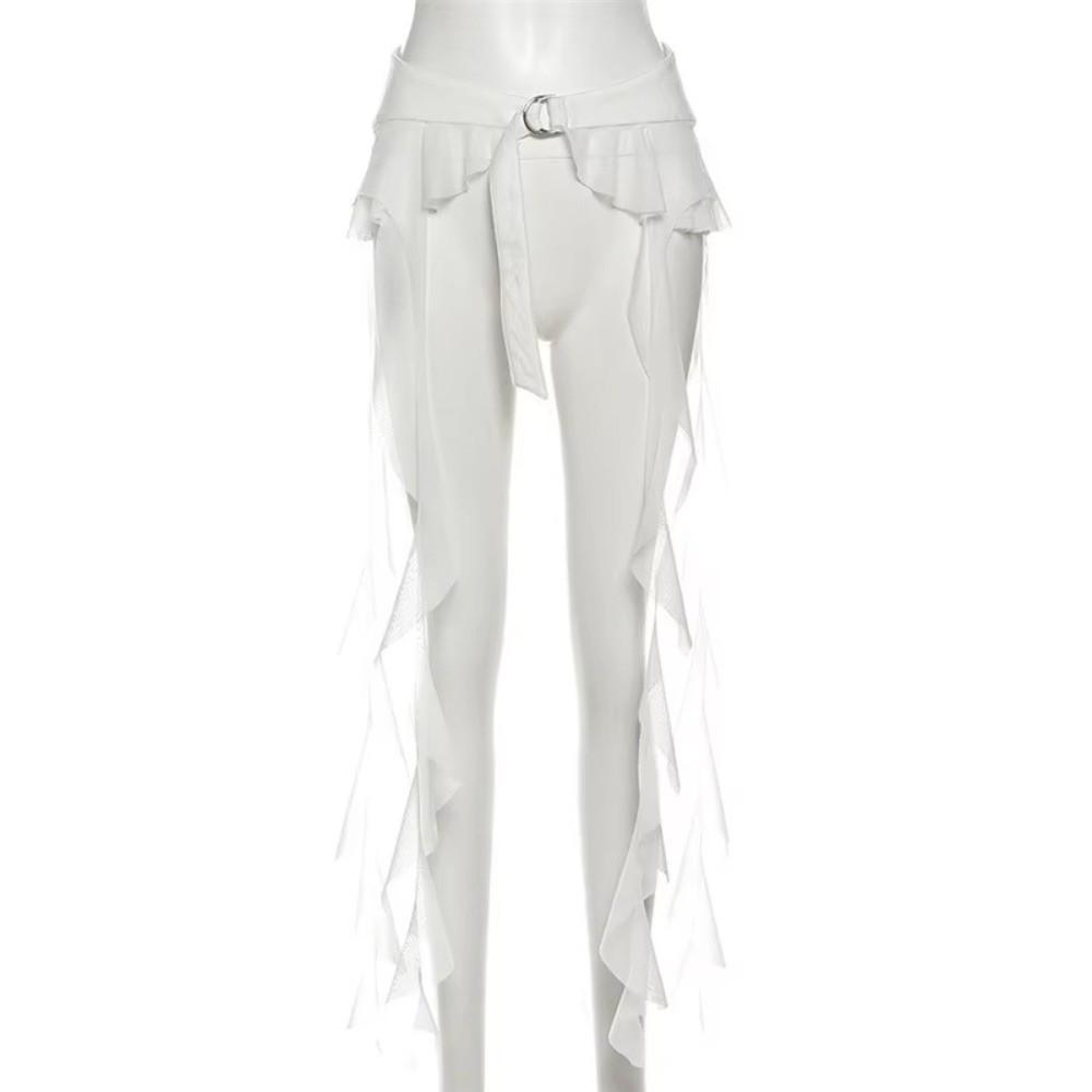 Adjustable Buckle Ruffles Belts for Women Long Tassel Butt Curtain Streetwear