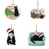 Christmas Tree Pendant Decor Acrylic Black Cat Ornament Festive Decoration for Wall Window Door Unique New Year Present