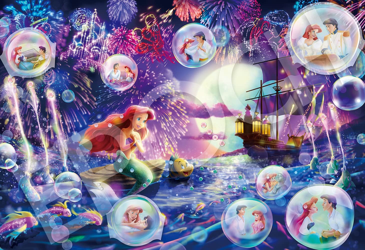 Пазл Epoch Disney Русалочка Включает и Декоративные Элементы 300 Элементов (26x38см) 73-312, Клей, Шпатель,