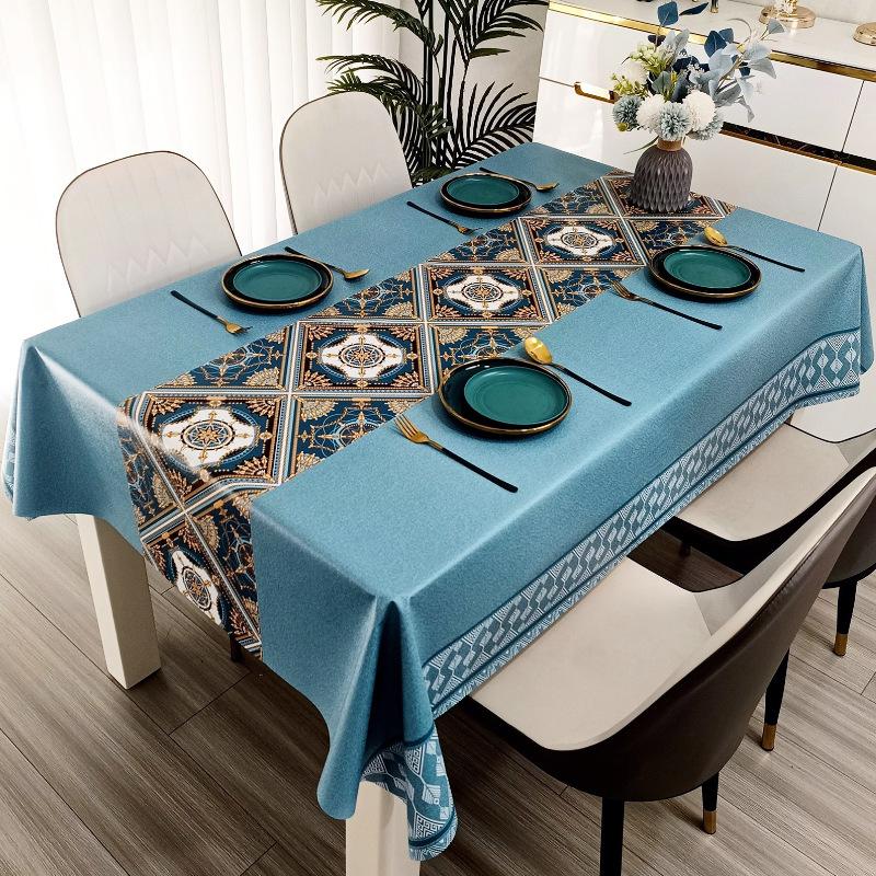 Waterproof, Oil-Proof And Anti-Scalding Coffee Table Tablecloth Leave-In Rectangular Dining Table Cloth Household Living Room Light Luxury Pvc