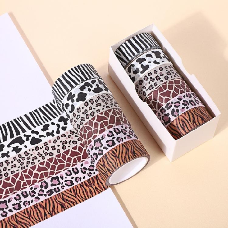 6 Rolek Taśmy Dekoracyjnej Taśmy Papierowej Taśmy Washi Taśmy do Dziennika Taśmy dla Artystów Wzór Zwierzęcy Taśma Rękodzielnicza Taśma Maskująca