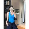 Girly-style Solid-colour Knitted Halter Neck Tank Top for Women A Stylish Retro Summer Top with A Flattering Back Design That Slims The Figure