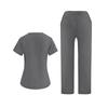 Ladies' Loose And Comfortable V-neck Short Sleeved Workwear With Multiple Pockets Suit Set