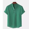 Summer Men's Cotton Linen Breathable Solid Color Short Sleeved Henry Shirt Polo Shirts Men’s
