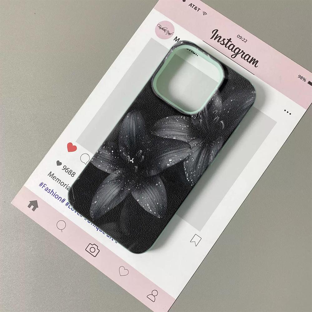 For Iphone 17 Pro Max Black Lily Phone Case For IPhone 17 Air 16 15 14 13 12 11 Pro Max Plus Silicone Shockproof Case