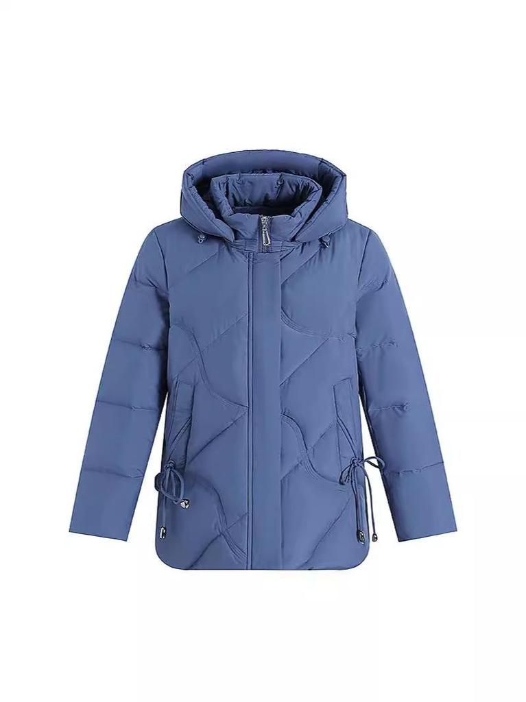 Stylish Short Down Jacket for Petite Middle-Aged & Elderly Women - Winter Warmth, Thick, White Duck Down