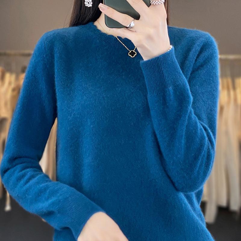 Lace Round Neck Sweater for For Women In Spring and Autumn Soft Skin-friendly Base Sweater Fashionable Relaxed Fit Versatile Pullover Top