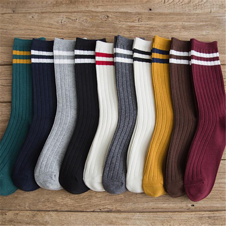 Women's Mid-Tube Solid Color Pile Socks - Spring & Summer Japanese College Style Trend