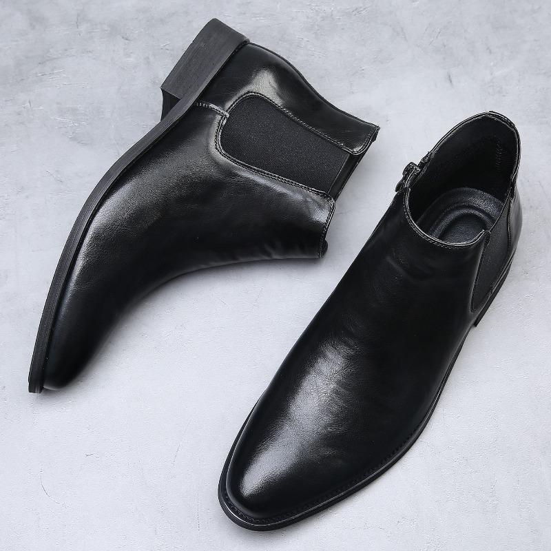 

Мужские повседневные кожаные ботинки-ретро высокого класса с острым носком, полусапоги Мартин, тренд 38 чёрный