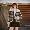 Xiangying Damen Retro Karierte Kurzjacke aus Kunstpelz