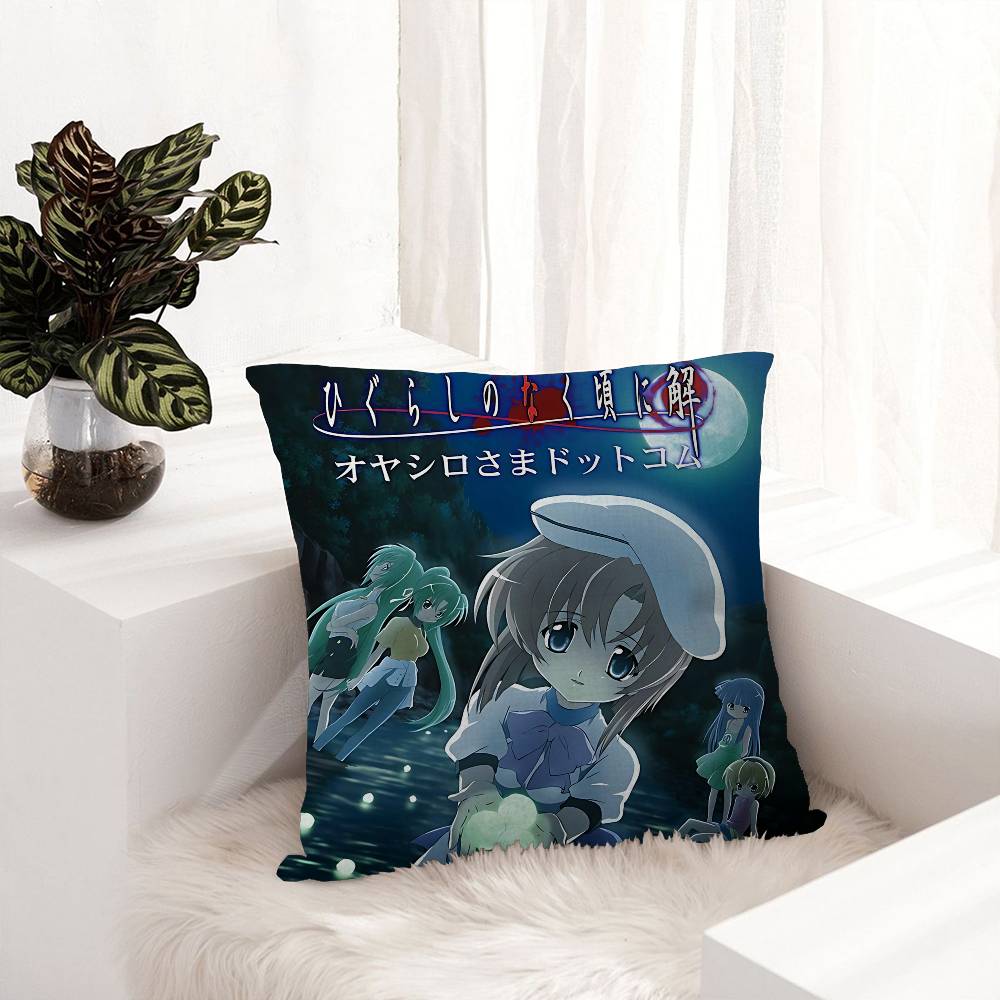 Higurashi When They Cry Cartoon Personalized Picture Text Home Decorative Pillows Household Gifts 45x45cm