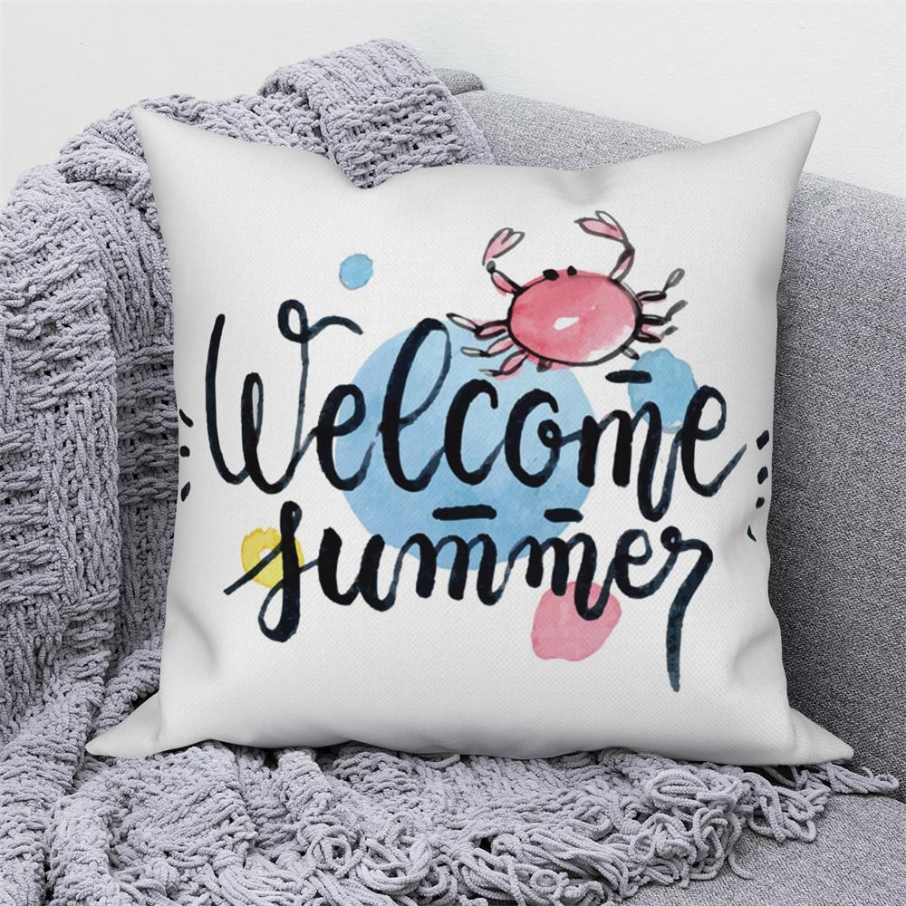 Home Sofa Office Cushion Pillowcase  Summer Vacation Alphabet Printed