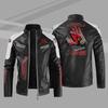 [European size thin] Cardinal locomotive leather jacket European and American large size men's PU spring and autumn leather jacket