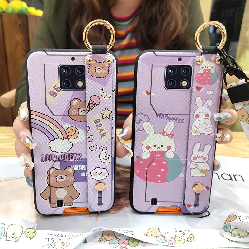Shockproof Soft case Phone Case For Oukitel WP6 Kickstand Wristband Dirt-resistant Lanyard Silicone Ring Cute Cartoon