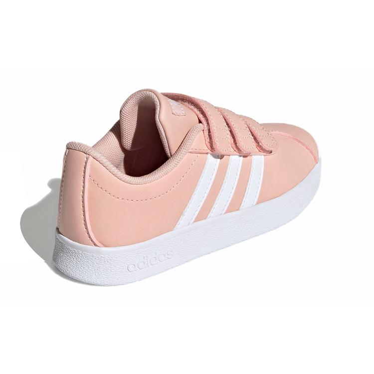 adidas VL COURT 2.0 Synthetic Leather Abrasion Resistant Low Top Skateboard Shoes Pink Kids' GZ7664